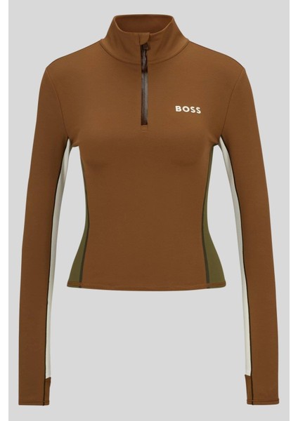 Fermuarlı Kadın Sweatshirt Kahverengi