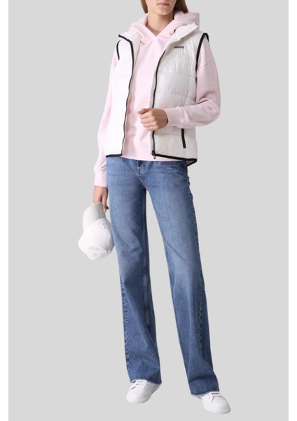 Pamuklu Kapüşonlu Kadın Sweatshirt Pembe