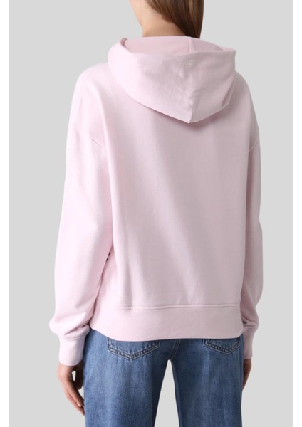 Pamuklu Kapüşonlu Kadın Sweatshirt Pembe