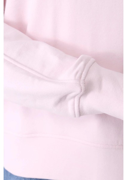 Pamuklu Kapüşonlu Kadın Sweatshirt Pembe