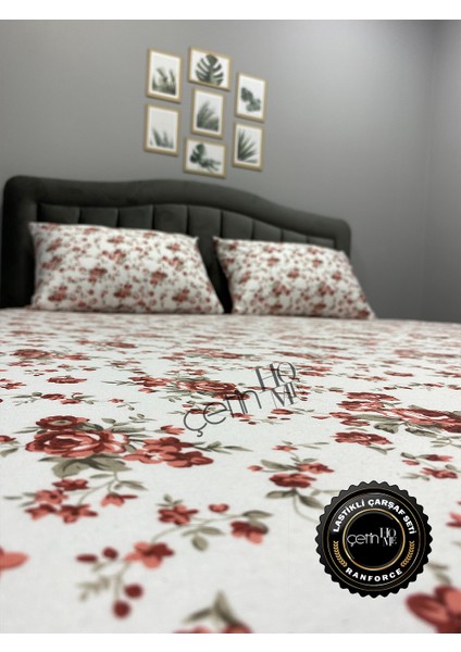 Kumaş Lastikli Çarşaf Seti Çift Kişilik ve Battal Boy Gardenya Kırmızı 160 x 200 fiyatları