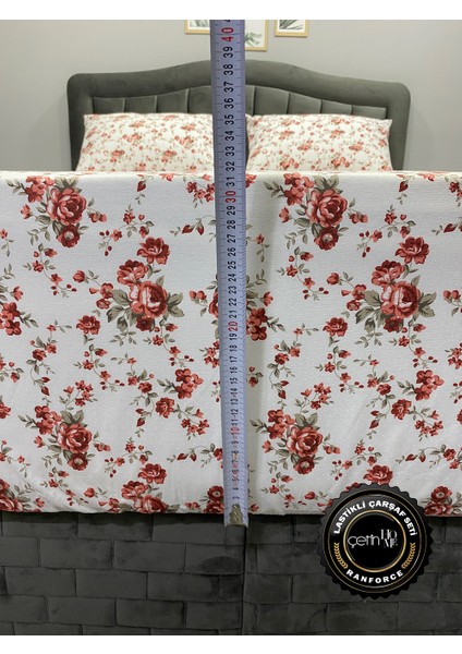 Kumaş Lastikli Çarşaf Seti Çift Kişilik ve Battal Boy Gardenya Kırmızı 160 x 200 fırsatları