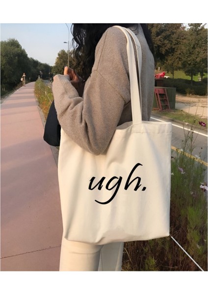 Krem Kanvas Tote Çanta, Şık ve Kullanışlı Bez Tarzı, Pamuk Polyester Malzeme