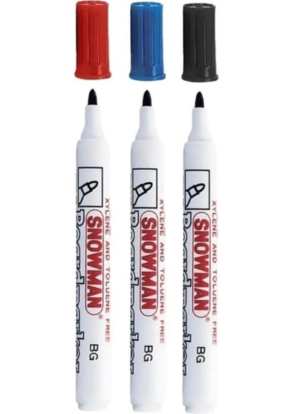 Siyah Kırmızı Mavi Blister 3 Lü Set Doldurulabilir Tahta Kalemi