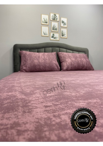 Kumaş Lastikli Çarşaf Seti Çift Kişilik ve Battal Boy Gölge Gül Kurusu 160 x 200 fiyatları