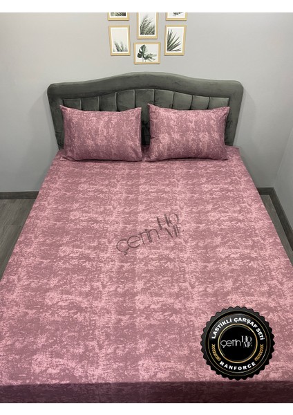 Kumaş Lastikli Çarşaf Seti Çift Kişilik ve Battal Boy Gölge Gül Kurusu 160 x 200 indirimleri