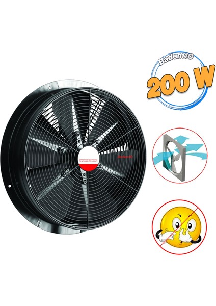 Havalandırma Aspiratörü Fanı 200 W Monofaze Kirli Hava Kötü Koku Tahliye Metal Fan Vantilatör 450 mm