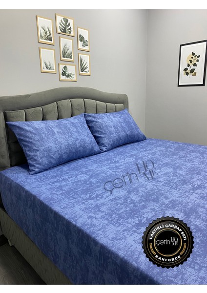 Kumaş Lastikli Çarşaf Seti Çift Kişilik ve Battal Boy Gölge Indigo 160 x 200 fiyatları