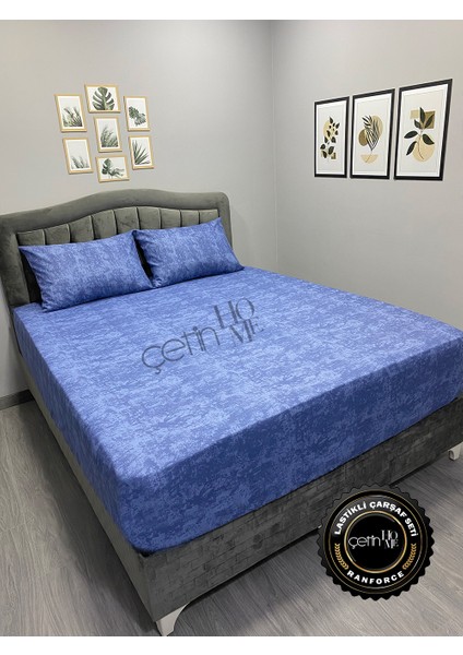 Kumaş Lastikli Çarşaf Seti Çift Kişilik ve Battal Boy Gölge Indigo 160 x 200 modelleri