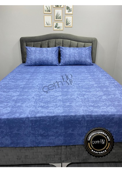Kumaş Lastikli Çarşaf Seti Çift Kişilik ve Battal Boy Gölge Indigo 160 x 200 fırsatları