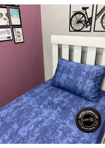 Kumaş Lastikli Çarşaf Seti Tek Kişilik 3 Ebat Gölge Indigo 100 x 200