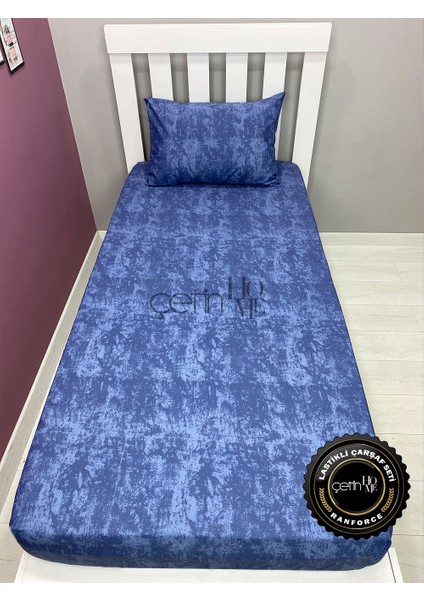 Kumaş Lastikli Çarşaf Seti Tek Kişilik 3 Ebat Gölge Indigo 100 x 200