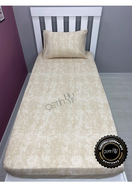 Kumaş Lastikli Çarşaf Seti Tek Kişilik 3 Ebat Gölge Krem 90 x 190