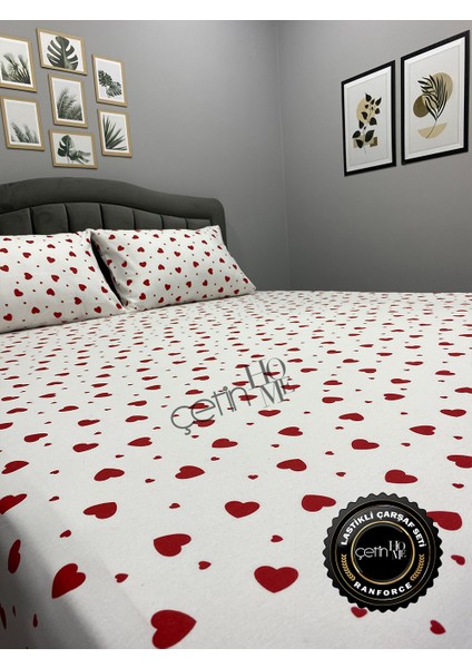 Kumaş Lastikli Çarşaf Seti Çift Kişilik ve Battal Boy Kalp 160 x 200 fiyatları