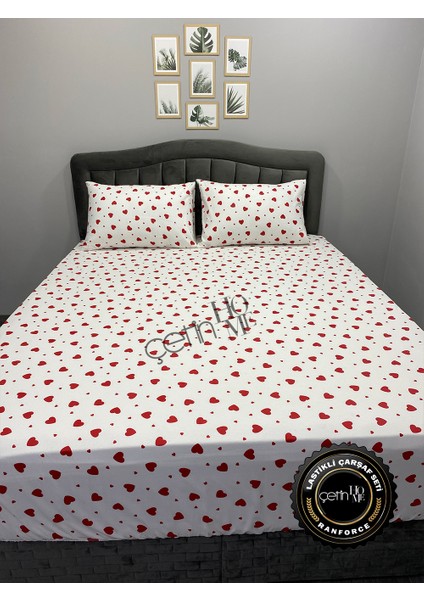 Kumaş Lastikli Çarşaf Seti Çift Kişilik ve Battal Boy Kalp 160 x 200 fırsatları