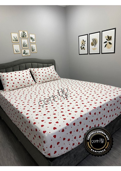Kumaş Lastikli Çarşaf Seti Çift Kişilik ve Battal Boy Kalp 160 x 200 indirimleri