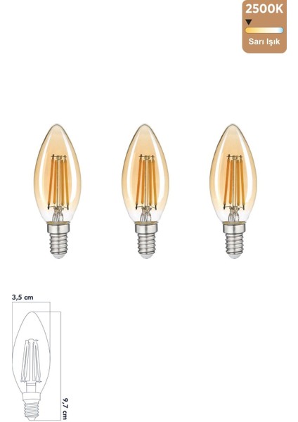 Rustik LED Ampul 6W E14 2500K Gün Işığı Erd-34