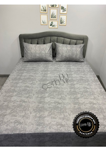 Kumaş Lastikli Çarşaf Seti Çift Kişilik ve Battal Boy Gölge Antrasit 180 x 200 modelleri
