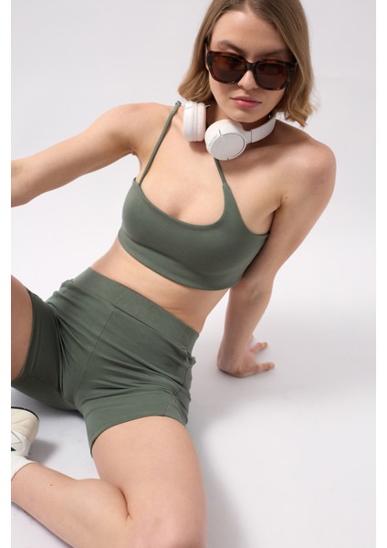 Çapraz Askı Haki Bra