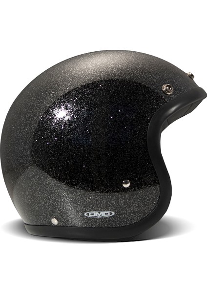 Jet Retro Glitter Black Açık Motosiklet Kaskı