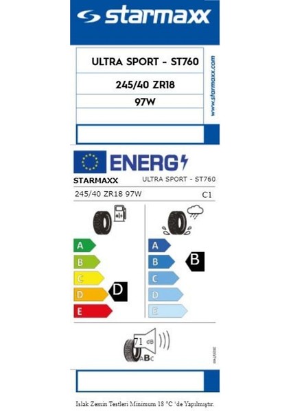 x 245/40 R18 Tl 97W Reinf Ultrasport ST760 Oto Yaz Lastiği (Üretim Yılı:2023) fiyatları