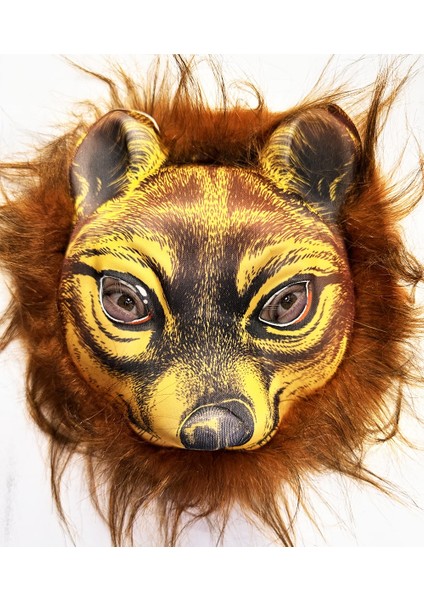 Kahverengi Saçlı Kaplan Aslan Leopar Maskesi Mega Peluş 32 No (4172)