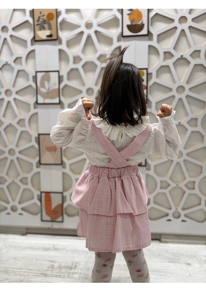 Kız Çocuk Gömlekli Bebe Yakalı Salopet Elbise fiyatları