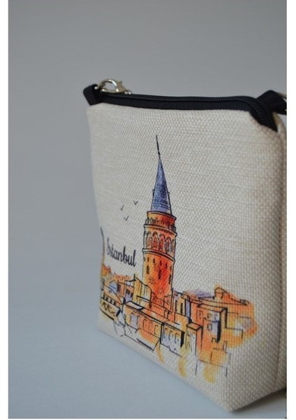 Renkli İstanbul desenli zincir askılı şık taşınabilir küçük çanta fırsatları