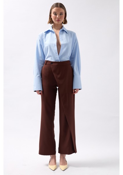 Anvelop Detay Asimetrik Kahverengi Pantolon fiyatları