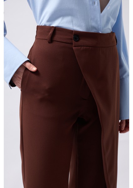 Anvelop Detay Asimetrik Kahverengi Pantolon indirimleri