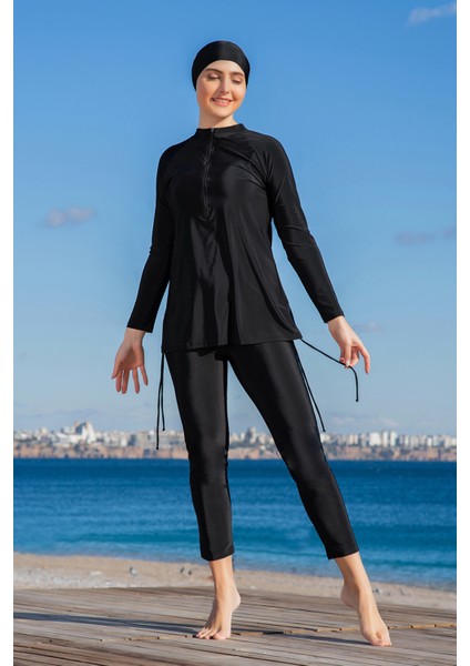 2 Farklı Şekilde Giyilebilir Likralı Tam Kapalı Tesettür Mayo 2413-1 Siyah fiyatları