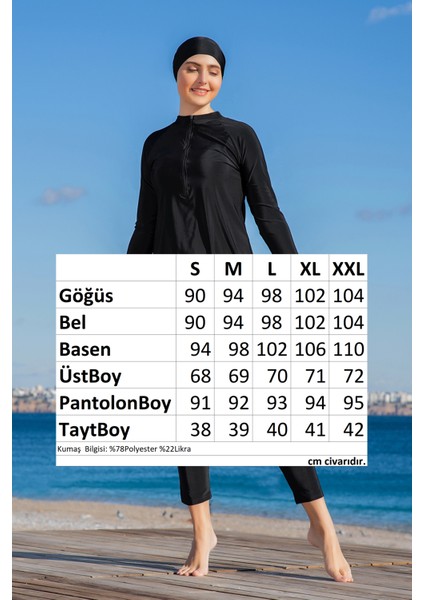 2 Farklı Şekilde Giyilebilir Likralı Tam Kapalı Tesettür Mayo 2413-1 Siyah modelleri