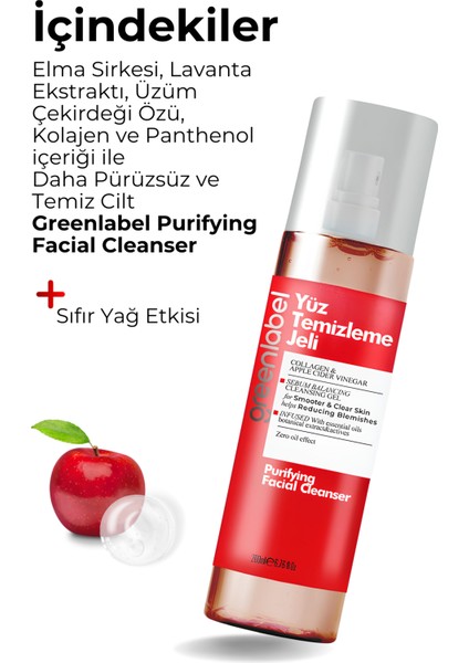 Purifying Facial Cleanser-elma Sirkesi Kolajen Özlü Canlandırıcı Arındırıcı Yüz Temizleme Jeli 200ml modelleri