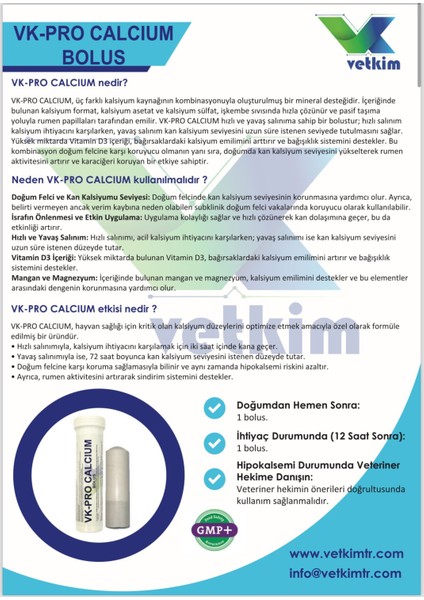 Vk-Pro Calcium Bolus 4 Adet 180 gr