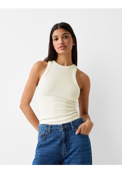 The Champ Halter Yaka Fitilli Ekru Kadın Atlet indirimleri