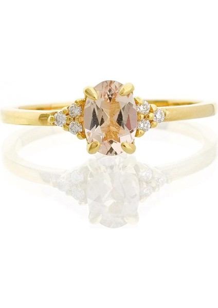 Morganite Oval Tektaş Pırlanta Yüzük
