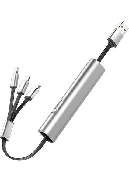 Powermaster PM-25800 5V - 2.4A 3in1 (Micro USB - Lightning - Type C) Telefon Şarj Kablosu