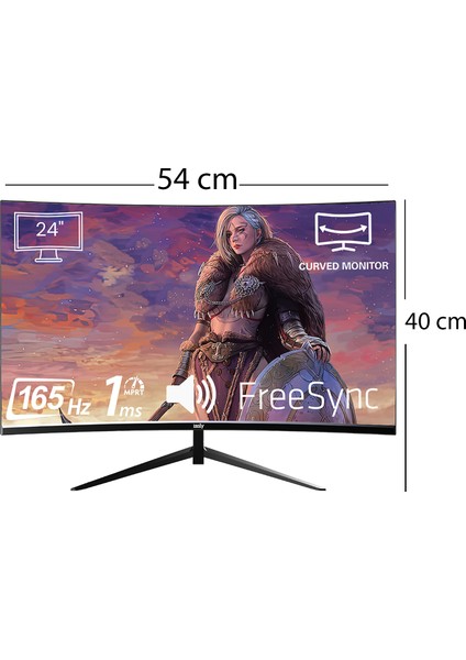 Izoly Sindarin 2456C165 24" 1ms 165Hz Amd Free Sync Fhd LED HDMI Dp Va Curved Oyuncu Monitör
