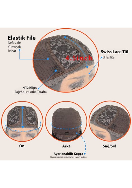 Siyah Uzun Dalgalı Kanekalon Fiber Sentetik Tül Peruk