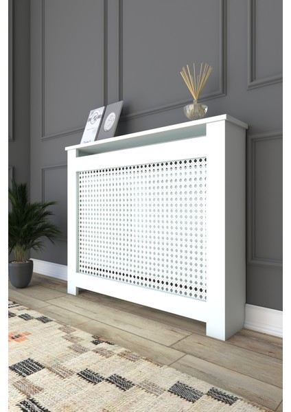 Kalorifer Petek Kapama 85 cm (Iç Ölçüsü) Hazeran Desenli Mdf Mat Beyaz