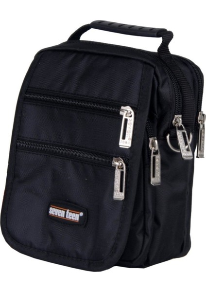 Şık Siyah Erkek El Çanta, Çapraz Askı, Modern ve Kullanışlı Tasarım, Orta Boy, Tekstil