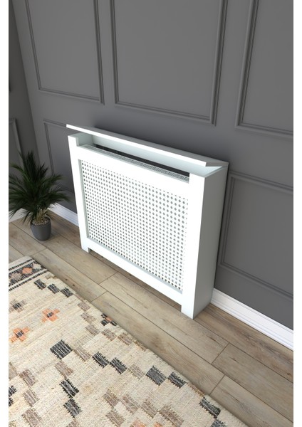Kalorifer Petek Kapama 85 cm (Iç Ölçüsü) Hazeran Desenli Mdf Mat Beyaz