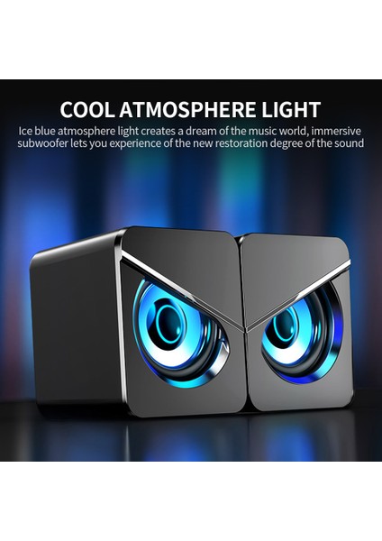 Bilgisayar Subwoofer USB Kablolu Güçlü B Rgb Işık Stereo Ses (Yurt Dışından)