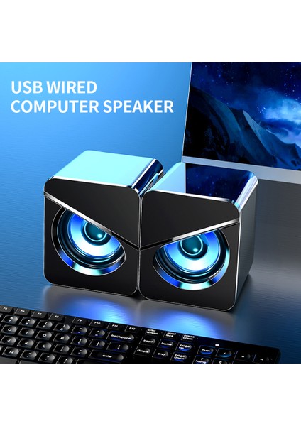 Bilgisayar Subwoofer USB Kablolu Güçlü B Rgb Işık Stereo Ses (Yurt Dışından)