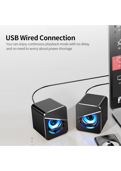 Bilgisayar Subwoofer USB Kablolu Güçlü B Rgb Işık Stereo Ses (Yurt Dışından)