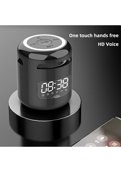 JM01 Taşınabilir Bluetooth Hoparlörlü Çalar Saat Mikrofonlu Tf Fm Aux Destek (Yurt Dışından)