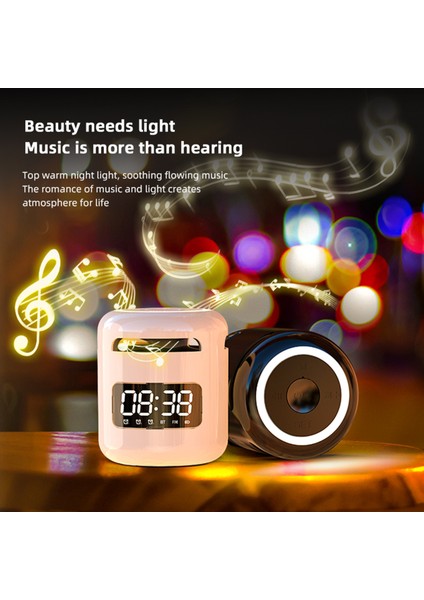 JM01 Taşınabilir Bluetooth Hoparlörlü Çalar Saat Mikrofonlu Tf Fm Aux Destek (Yurt Dışından)