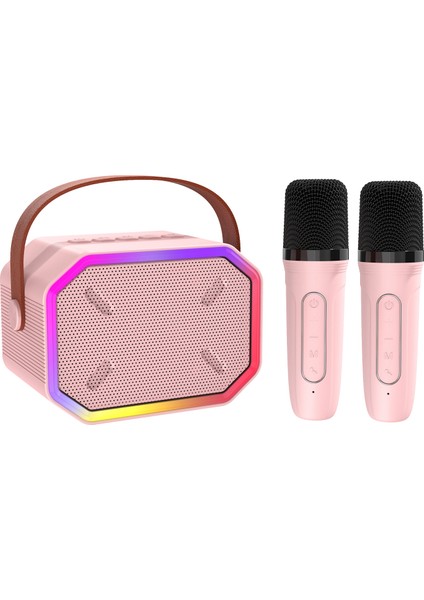 Mini Bt Karaoke Hoparlör Kablosuz Mikrofon LED Işık Gösterisi (Yurt Dışından)