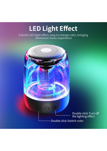 C7 Taşınabilir Mini Bluetooth Hoparlör Renkli LED Siyah (Yurt Dışından)