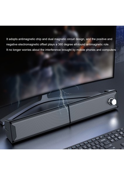 V-181 USB Masaüstü Stereo Hoparlör ve Subwoofer, Kablolu Ses Kontrolü (Yurt Dışından)